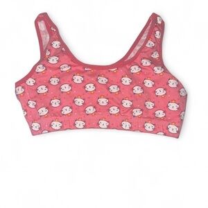 NWOT Pink & White Kitten with Crown Cat Lady Sports Bra Size Medium Loungewear